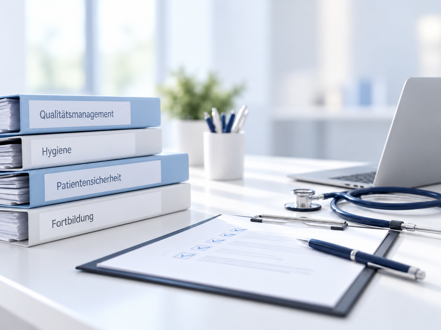 Symbolbild: Qualitätsmanagement, Hygiene, Patientensicherheit und Fortbildung in der Arztpraxis